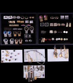 Collection of Cuff Links, Tie Bars, Pin Backs