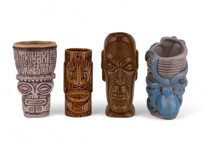 Squid Signed, Ben Z Art & More Tiki Mugs (4)