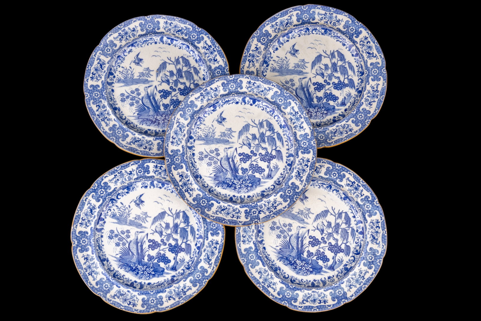 Early Export Blue Willow (5) Plates (1 of 7)