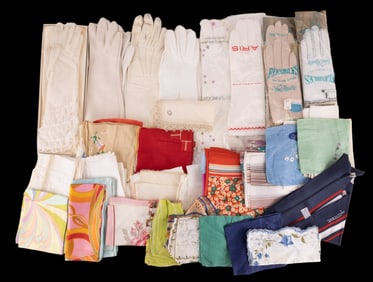 Ladies Vintage Gloves, Scarves, Hankies