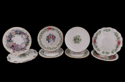 Lenox Holly and Rose Patterned Plates (8)