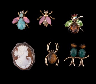 Cameo, WRF Gold Filled & More Brooches