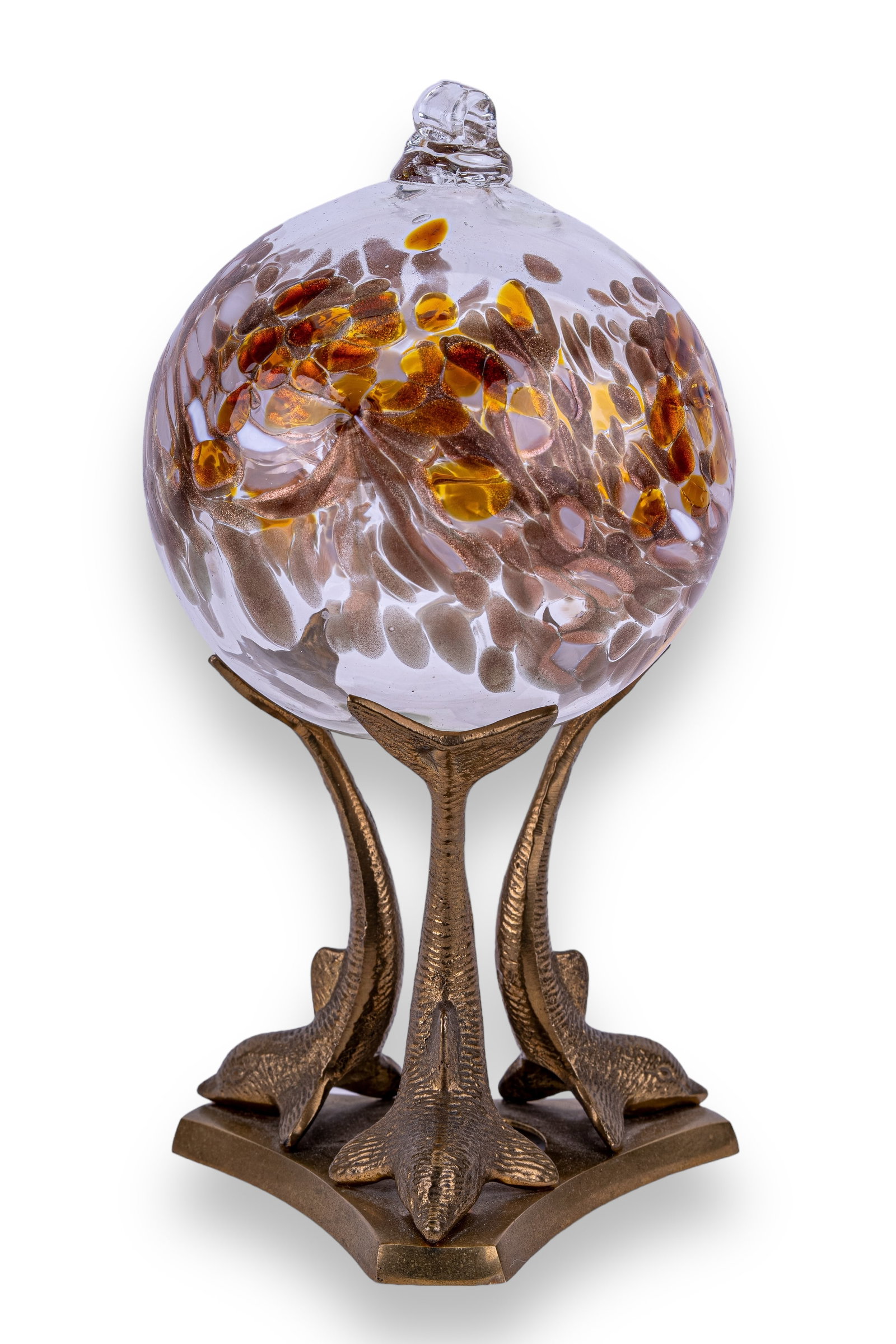 Art Glass Ball on Dolphin Stand (1 of 6)