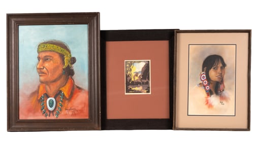 Native American, Art Nouveau Linoleum Prints