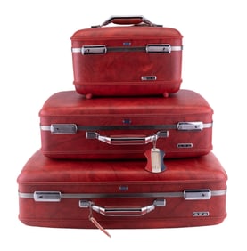 Vintage Red American Tourister Suitcase Set