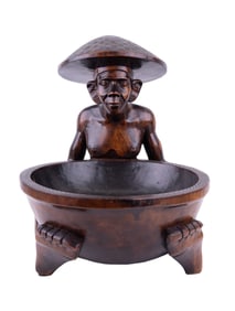 Asian Wooden Figural Bowl