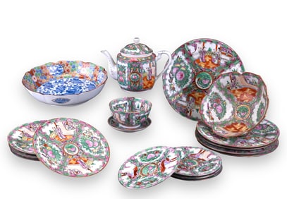 Asian Porcelain Famille Rose Set