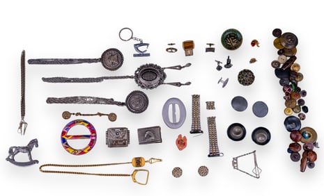 Vintage Buttons, Necklaces, Buckles, More