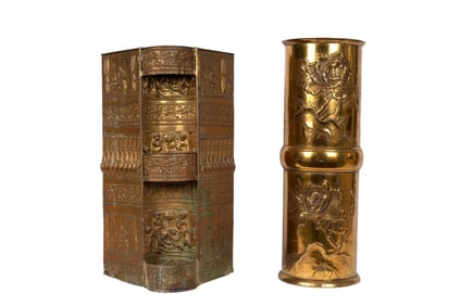 Brass & Hammered Metal Umbrella Stands (2)