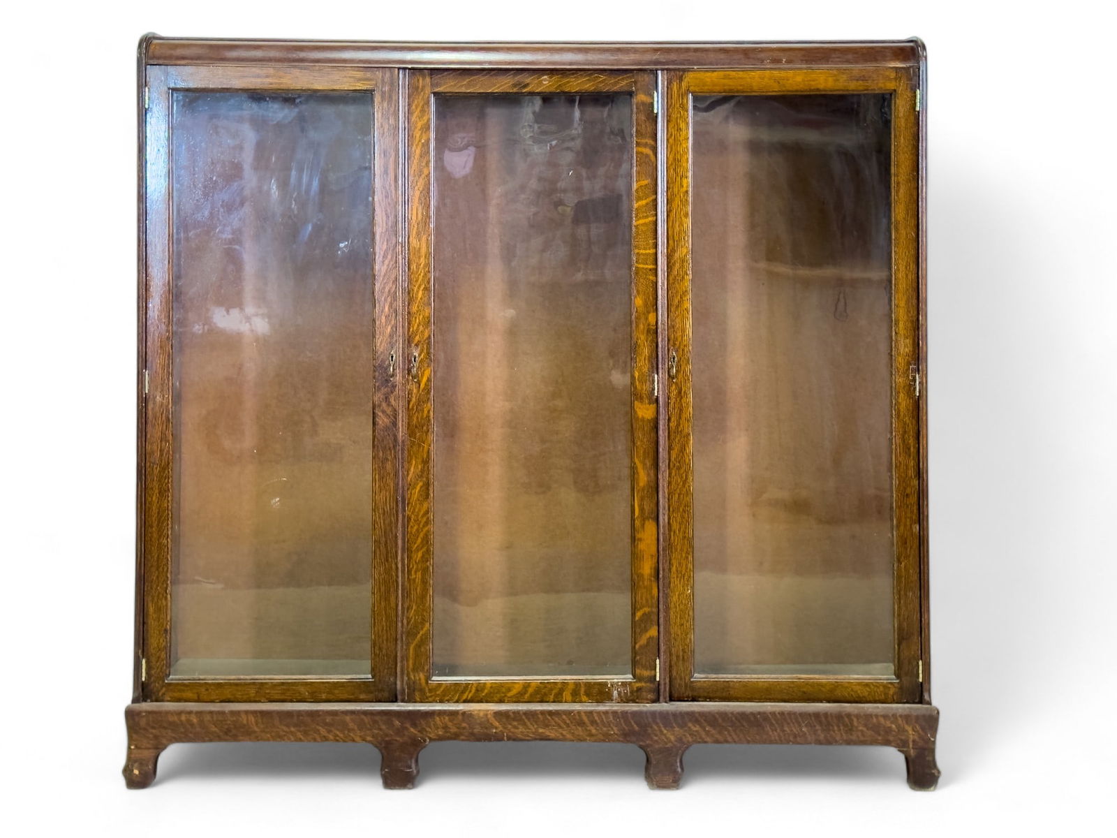 Antique Oak Book Shelf w/ 3 Glass Doors (1 of 6)