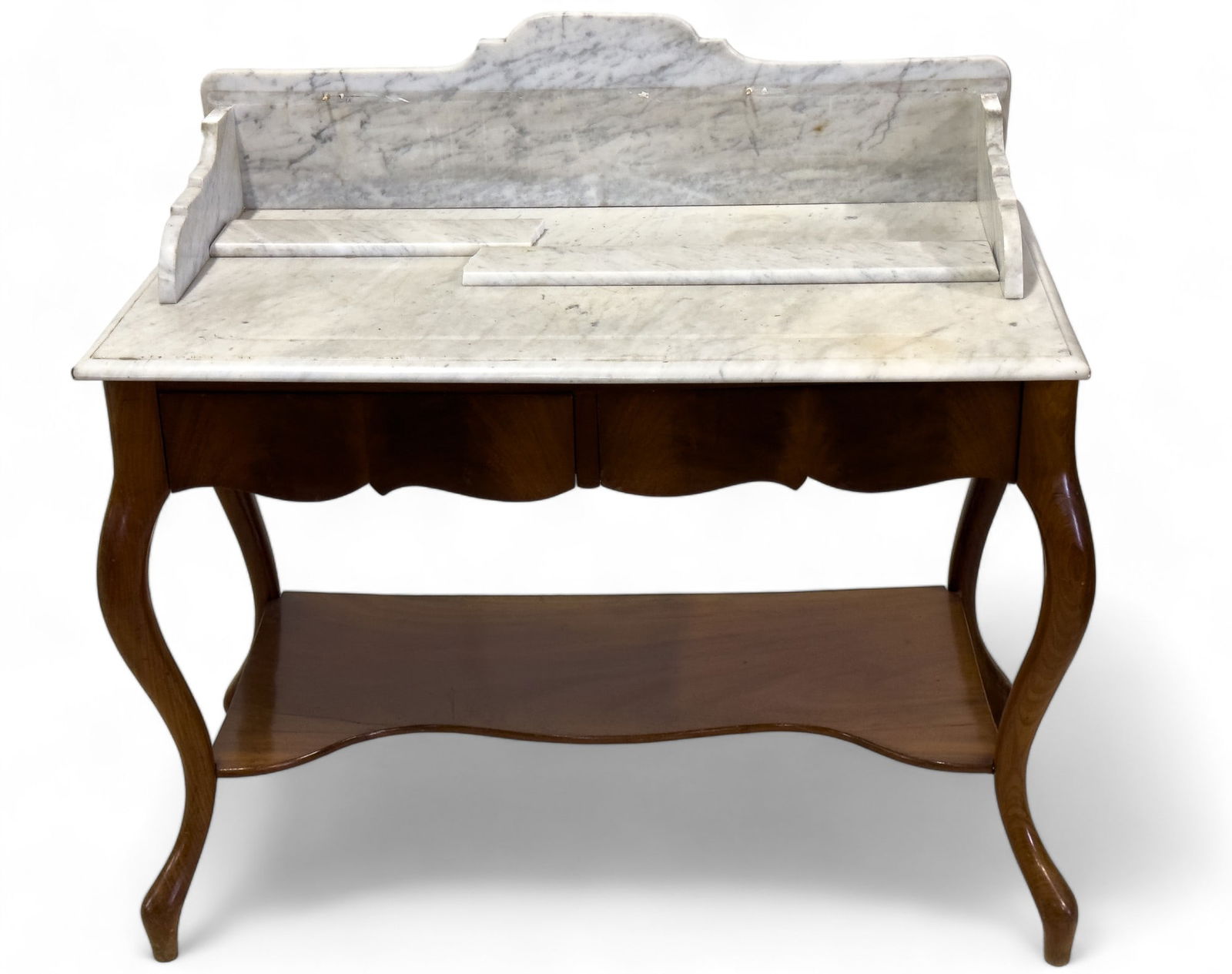 Antique Mahogany Marble Top Writing Desk (1 of 11)
