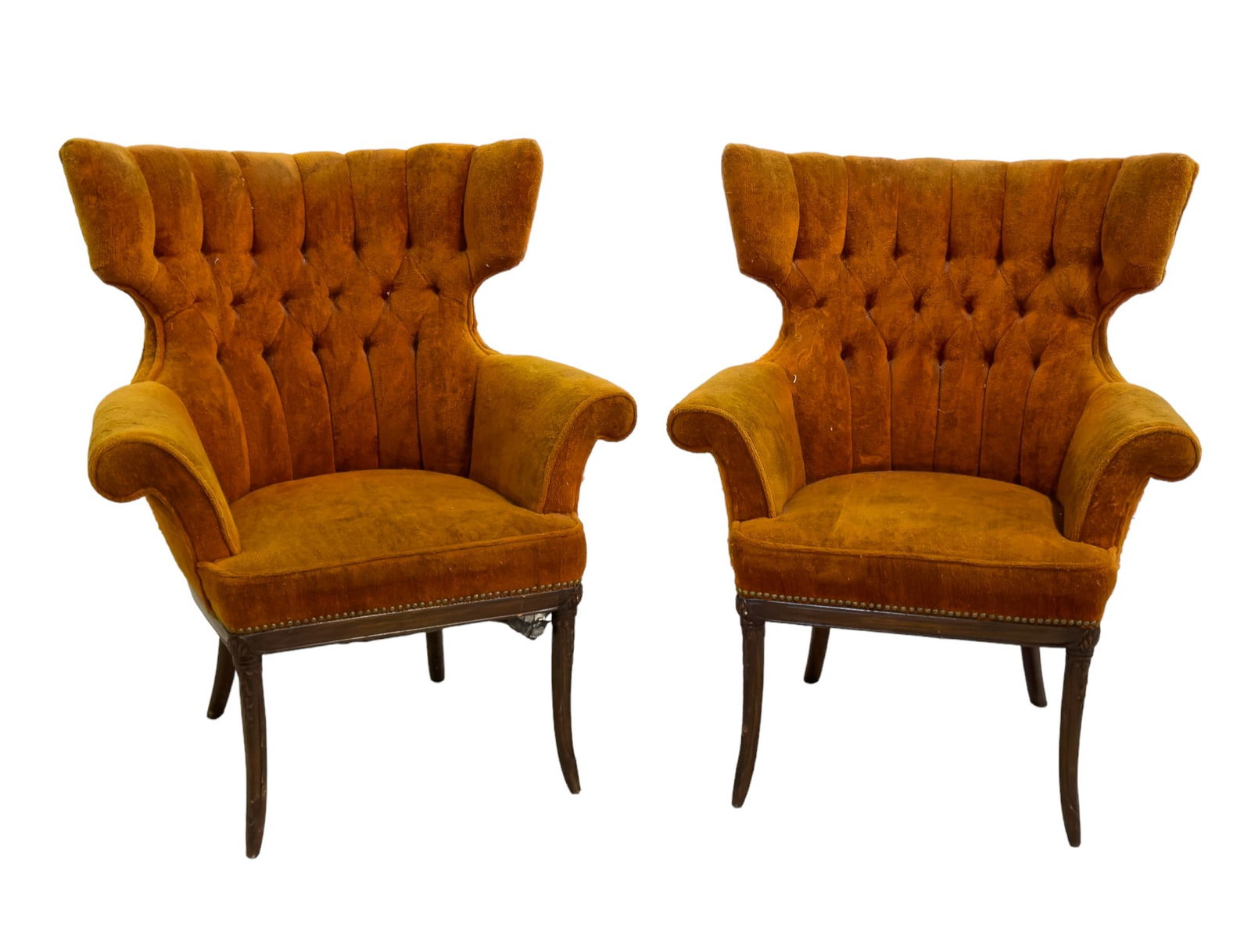 French Antique Wing Chairs (Pair) (1 of 6)