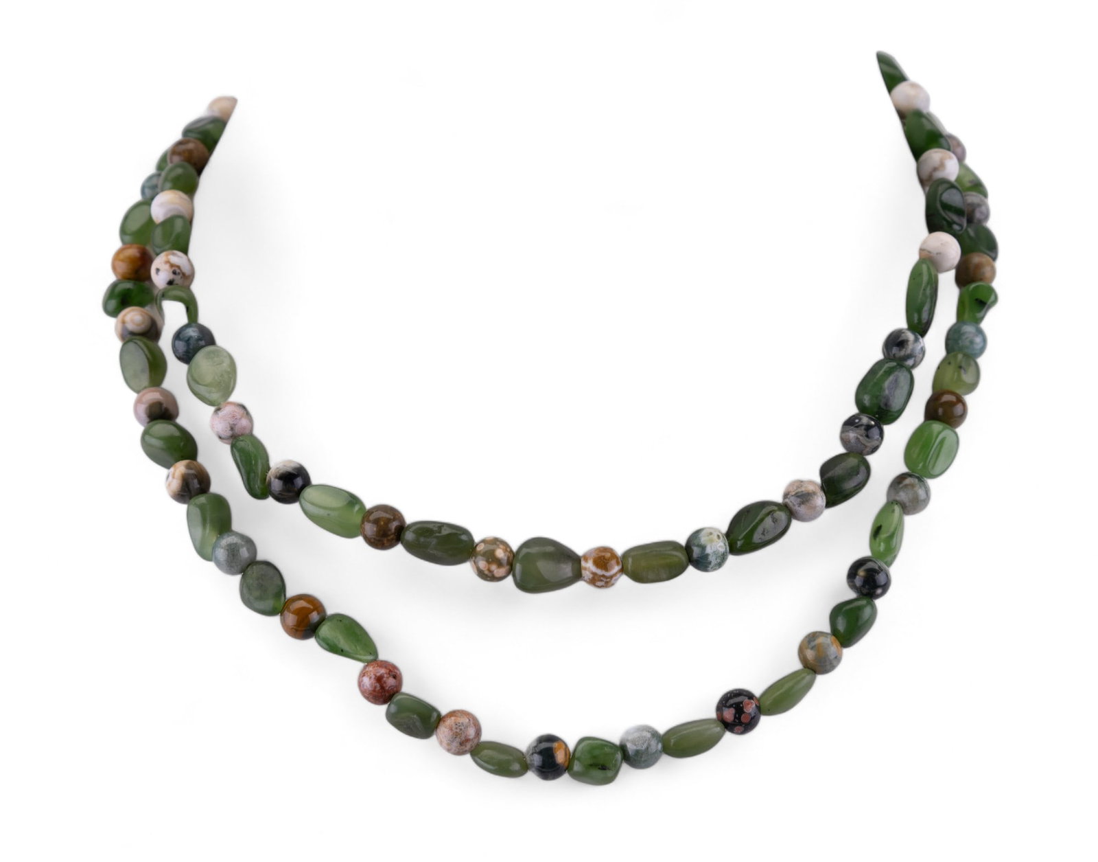 Jade Pebble & Agate Bead Necklace (1 of 4)