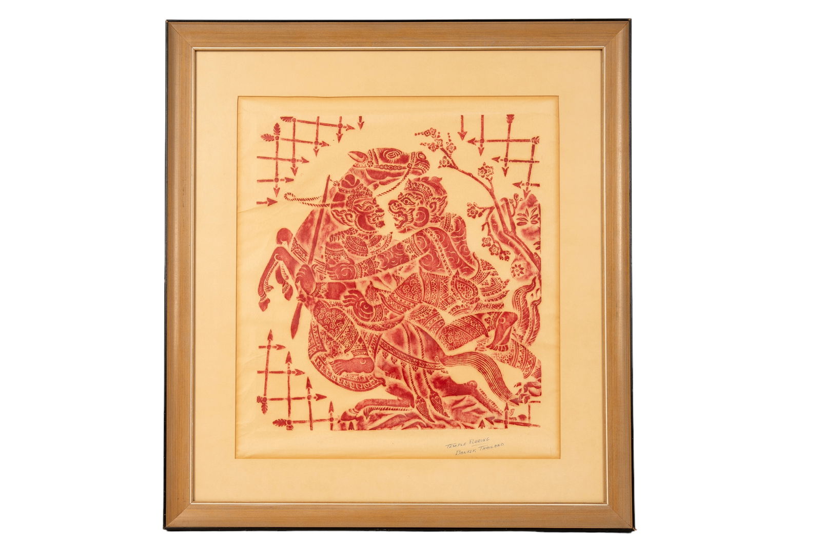 Vintage Thai Temple Rubbing in Frame (1 of 3)
