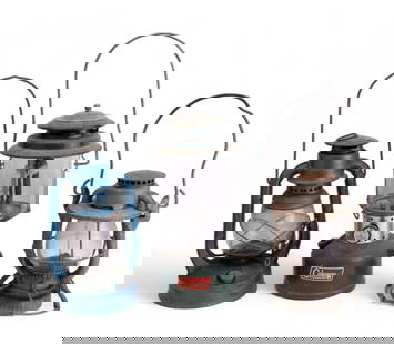 Antique & Vintage Lanterns (3): Lanterns includes antique Dietz Vista railroad, antique Wizard, and vintage Coleman.