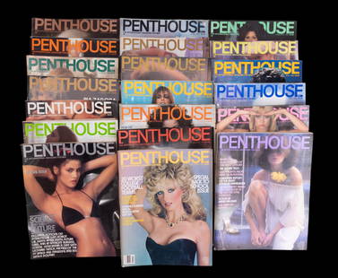 Vintage Penthouse Magazines (19): Collection of nineteen vintage Penthouse magazines from the 1970's and 1980's.