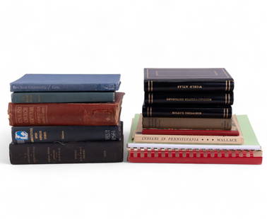 19th C Historical, Pennsylvania, Other Books (14): Antique and vintage historical books including English Church Furniture, Indians of Pennsylvania, Israel's Religious Development, Annotations Upon Popular Hymns, Rare Book LIbrarianship, The Gallant