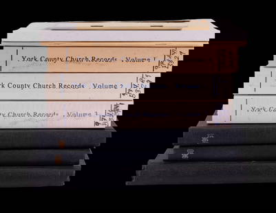 York County PA Church Publications (10): Collection of ten York County PA church publications. Some have attempted repairs. Mennonite, St. Matthew's Lutheran, Union Evangelical Lutheran Church 408 W. Market St, 3 volume set of books on 18th