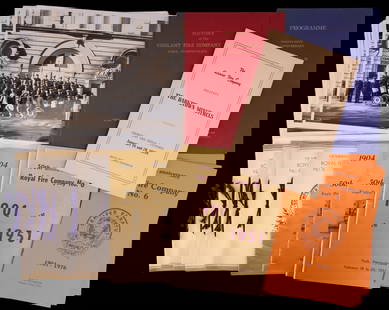 York, PA Historical Firefighter Ephemera (23 pcs): Collection of York, PA historical firefighter ephemera including pamphlets from Royal Fire Company No. 6 (11), Eagle Hose & Chemical Co. No. 7 (2), Vigilant Fire Company No. 1, and photos from