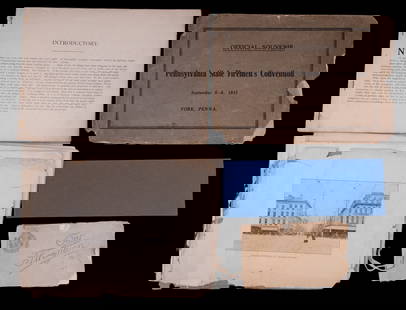 1911 York, PA Firemen's Assoc Publications: 1911 - York, PA Firemen's association publications including "Our Fireman" photo book, Royal Fire Co. ticket book, two historical publications with various advertisements. (one is in fair condition