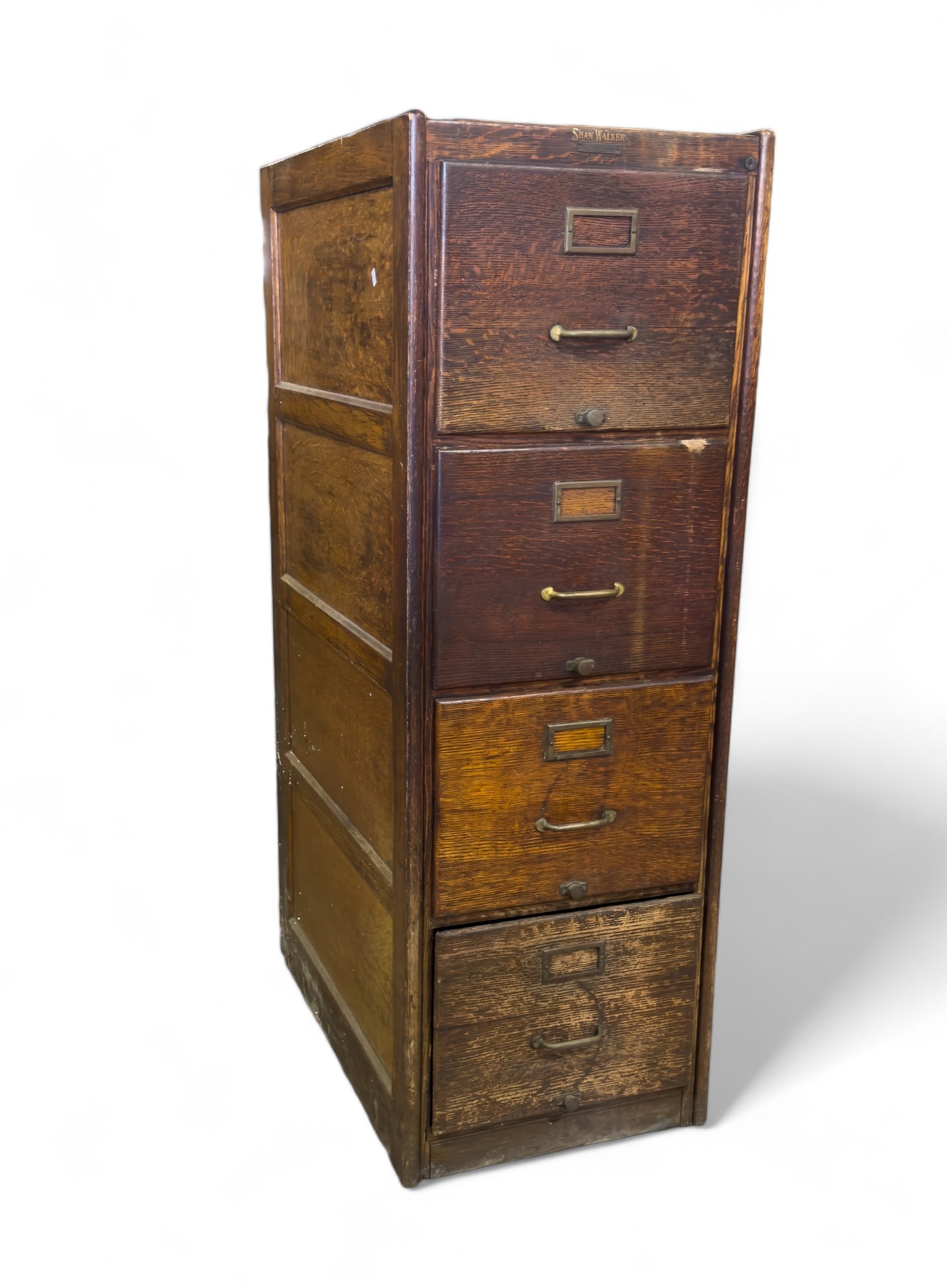 C 1910 Shaw Walker Oak File Cabinet: Antique Oak File Cabinet by Shaw Walker Philadelphia approx 52 x 18 x 28in. (internal Co # 813)