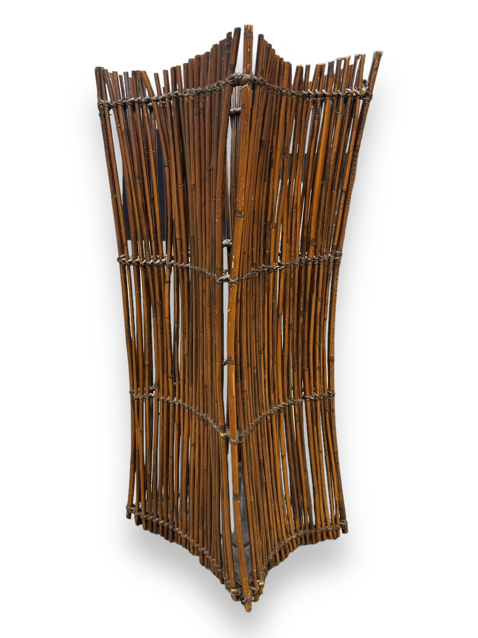Bamboo Umbrella Stand: Modern bamboo umbrella stand measures approx 26" H x 11" sq.