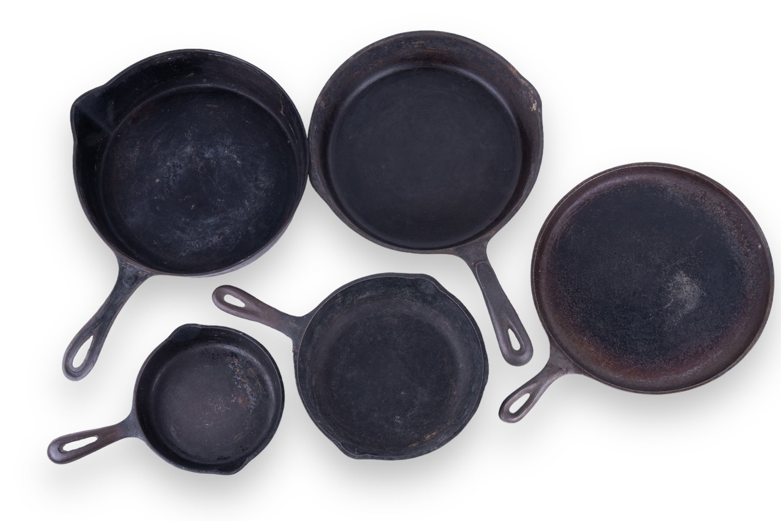 Cast Iron Skillets & Griddle: Cast Iron Skillets (6", 8", and (2) 10") & Griddle (10")