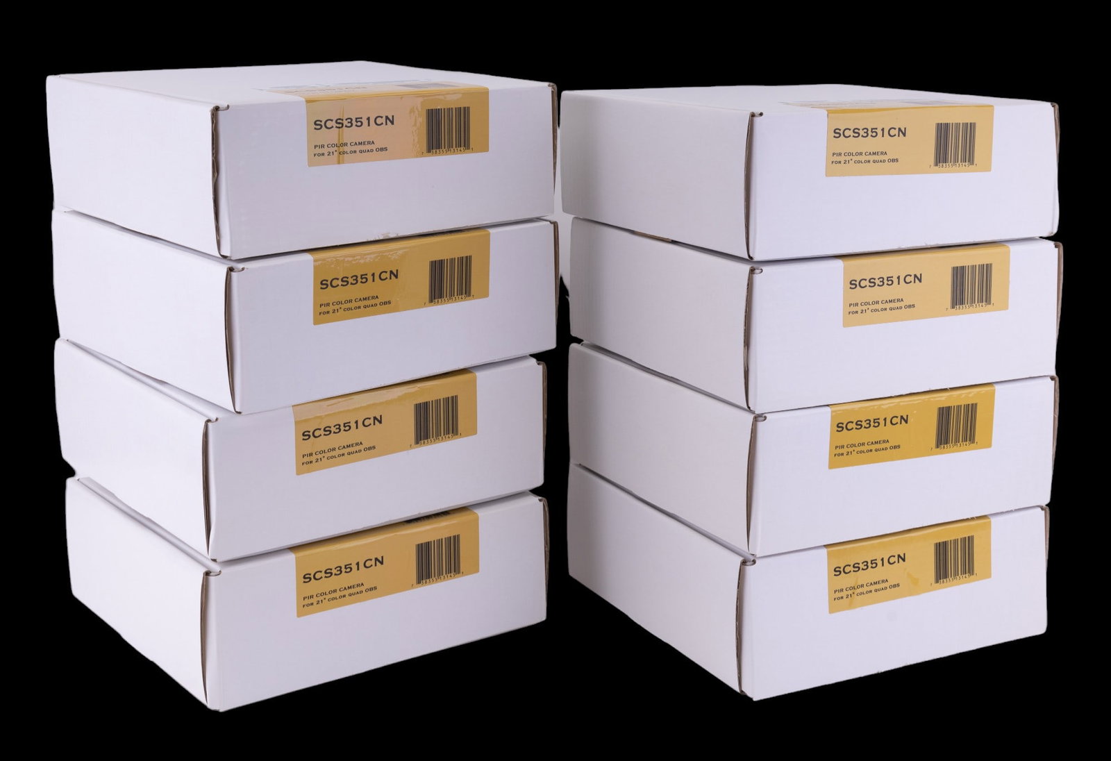 CCTV Cameras NIB (8): Eight PIR Color Cameras, SCS351CN + one Motorized Dome Camera, SCP350CN. As new with original boxes, at least one box opened, products not used. 8 boxes are 10 1/2 by 11 1/4 by 4 1/4 in. R18, in 3 ori