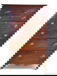 PA Hepplewhite High Chest with original pulls