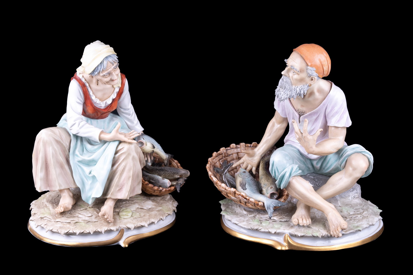 Sitzendorf Pair of Porcelain Fish Vendors (1 of 20)