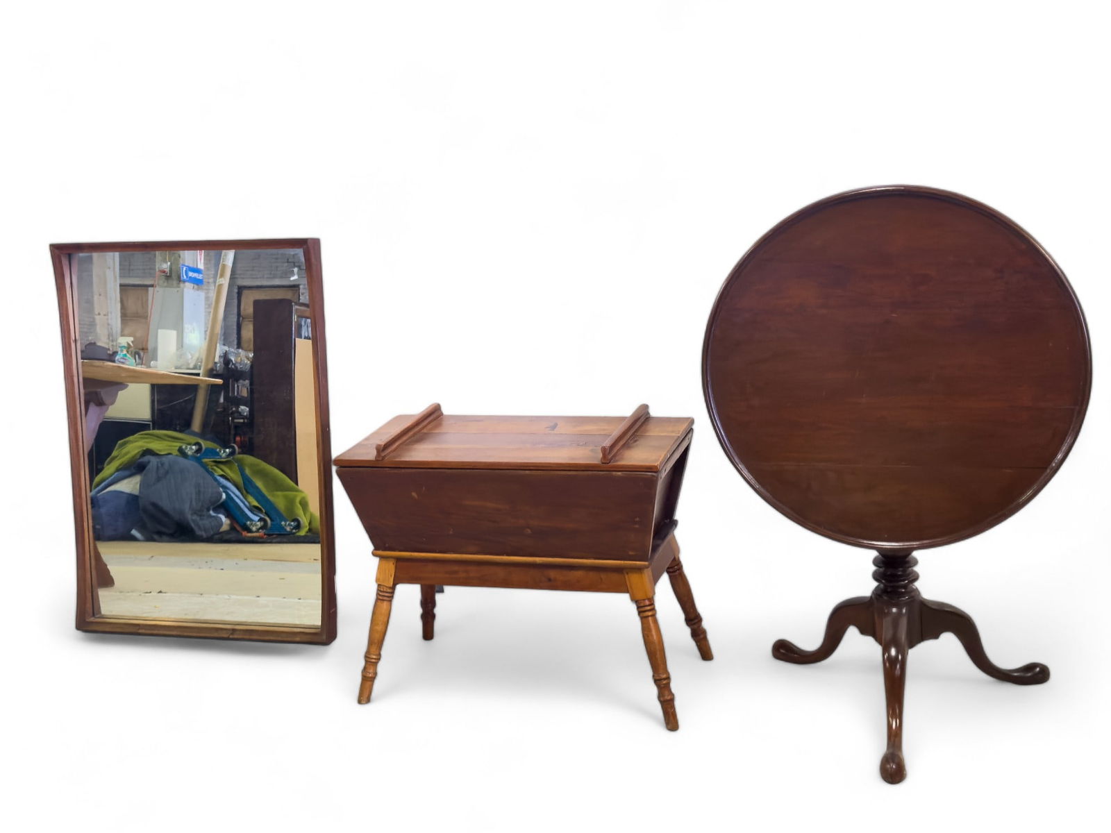 Queen Anne Tilt Top Table, Dough Box & Mirror (1 of 11)