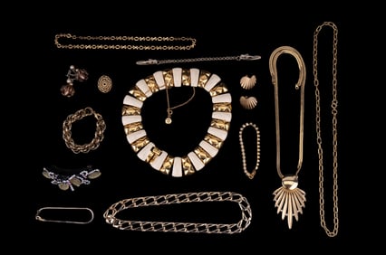 Gold Tone Jewelry with Faux Pearl, Hairpin