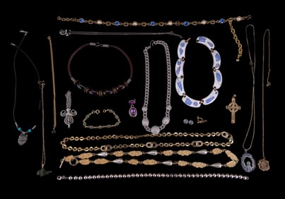 Sterling Silver, Amber, Jade, and More (16 pcs)