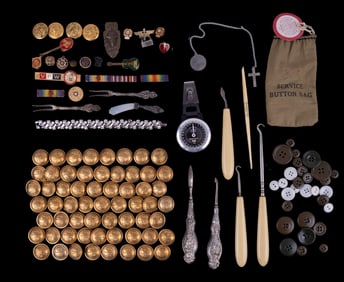 Antique Buttons and Ladies Dresser Tools
