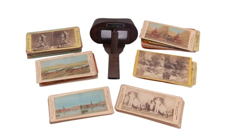 Antique Stereo Viewer With Cards