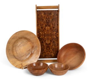 MCM Exotic Wood Tray & Bowls