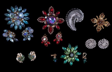 Vintage Rhinestone Brooches & Earrings