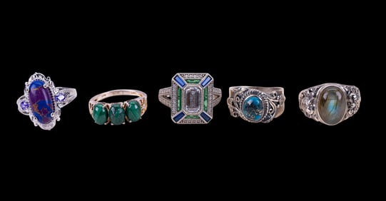 Five Sterling Silver Rings