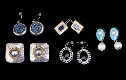 Sterling Silver Earring Grouping (5 Pairs)
