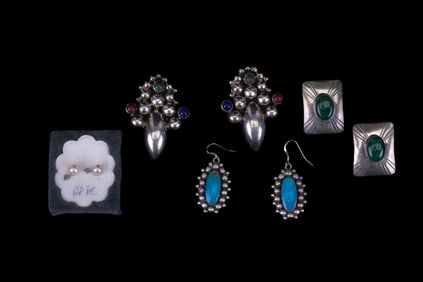 Sterling Earrings w/ Pearl, other Nat. Stones