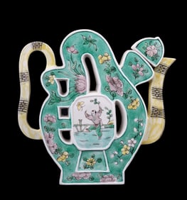 Chinese Famille Verte Puzzle Tea Pot