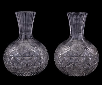 Antique Cut Glass Crystal Bottle Vases (2)