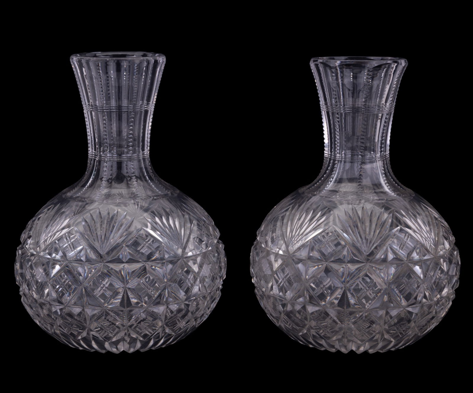 Antique Cut Glass Crystal Bottle Vases (2) (1 of 6)