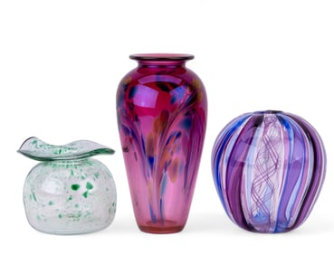 Signed Art Glass Vases (3)