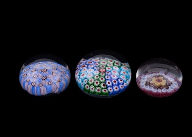 Murano Millefiori Paperweights (3)