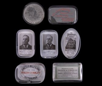 Antique Advertising Glass Paperweights (7)