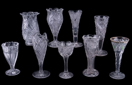 Antique EAPG Trumpet Vases (9 Pc.)