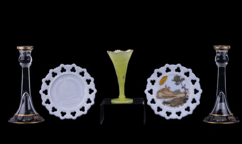 Antique Fostoria, Custard + Milk Glass