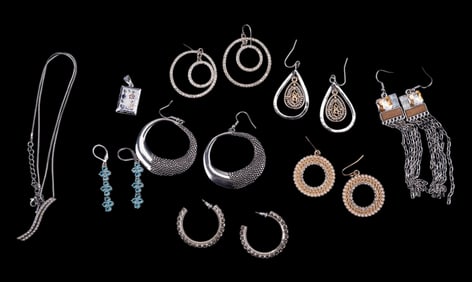 Silver Tone Costume Earrings & Necklace