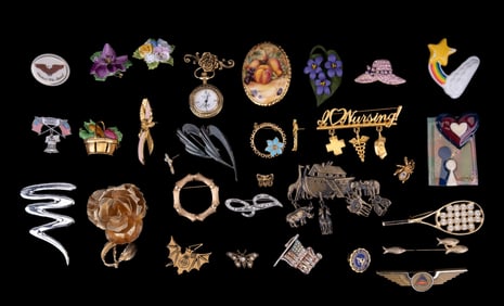 Floral, Goldtone & other Pins and Brooches
